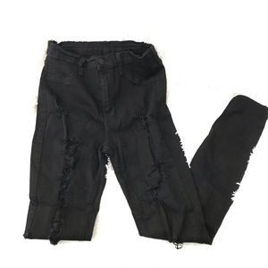 Juniors Black Distressed Skinny Jeans Size 11